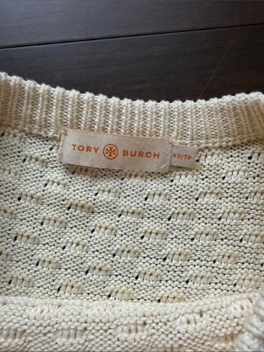 Tory Burch Cream Bobble Knit Short-Sleeve Sweater